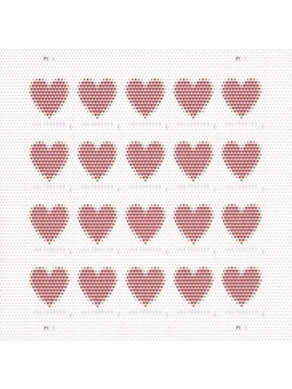 200‎ Made of Hearts Forever Postage Stamps USPS Valentines Wedding Invitations